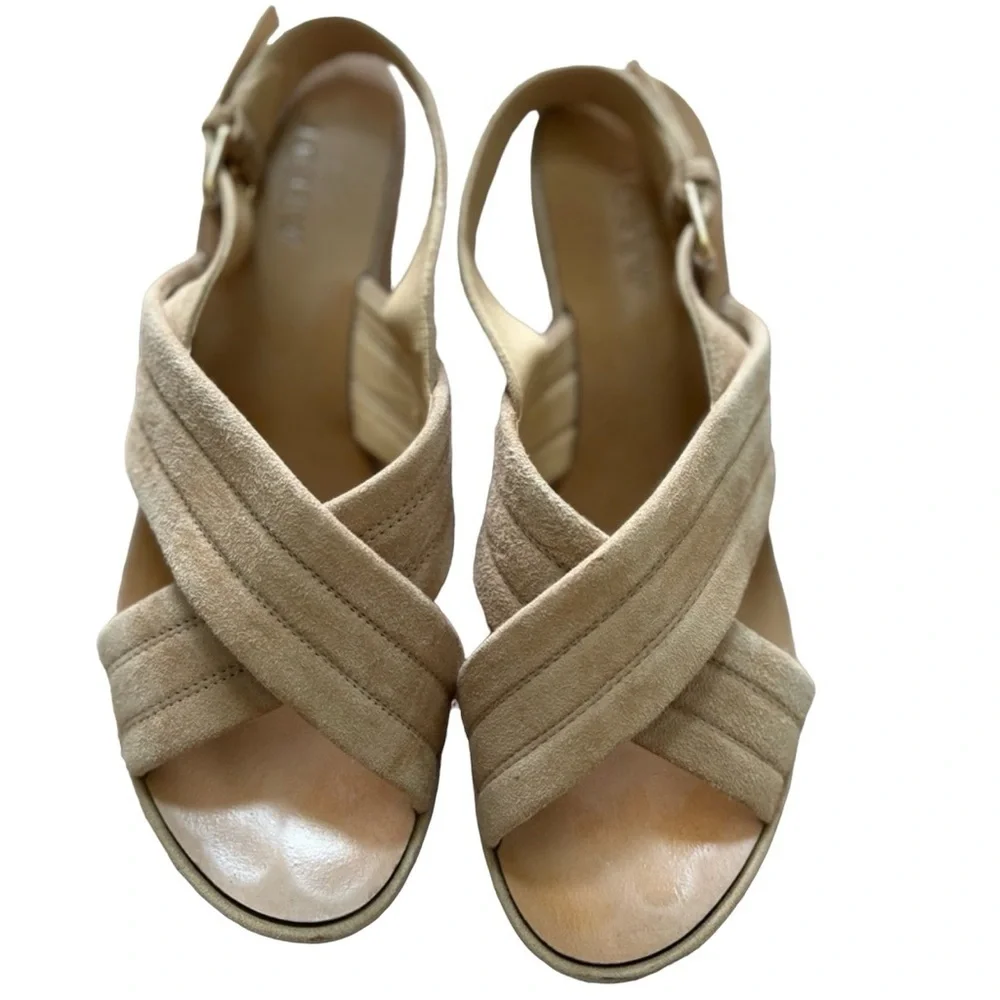 J. Crew Marcie suede sling back wedge sandals women’s size 7 1/2